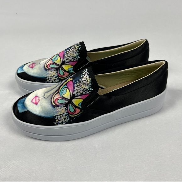 Butterfly Platform Slip On Art Canvas Sneakers Size 9 - Picture 3 of 7